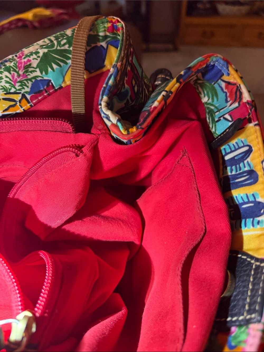 Dooney & Bourke Tropical Island Print Tote Shoulder Bag Colorful Resort Scene - Picture 16 of 16